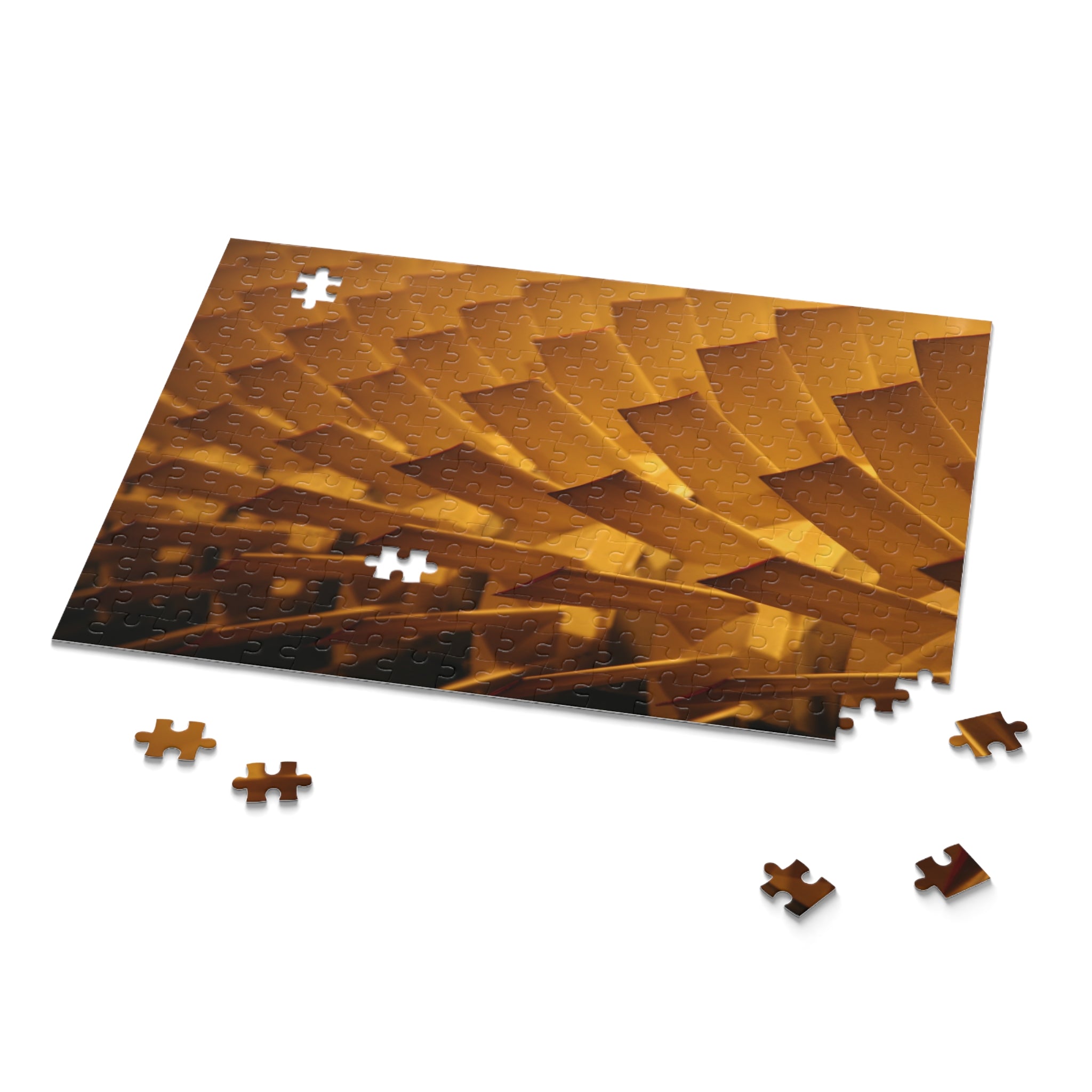 Wooden puzzle with a pattern on a white background