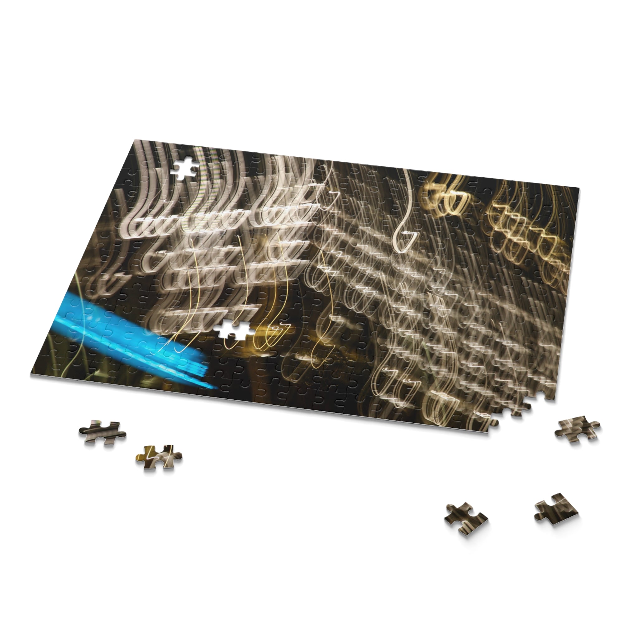 Jigsaw puzzle with pieces missing on a white background