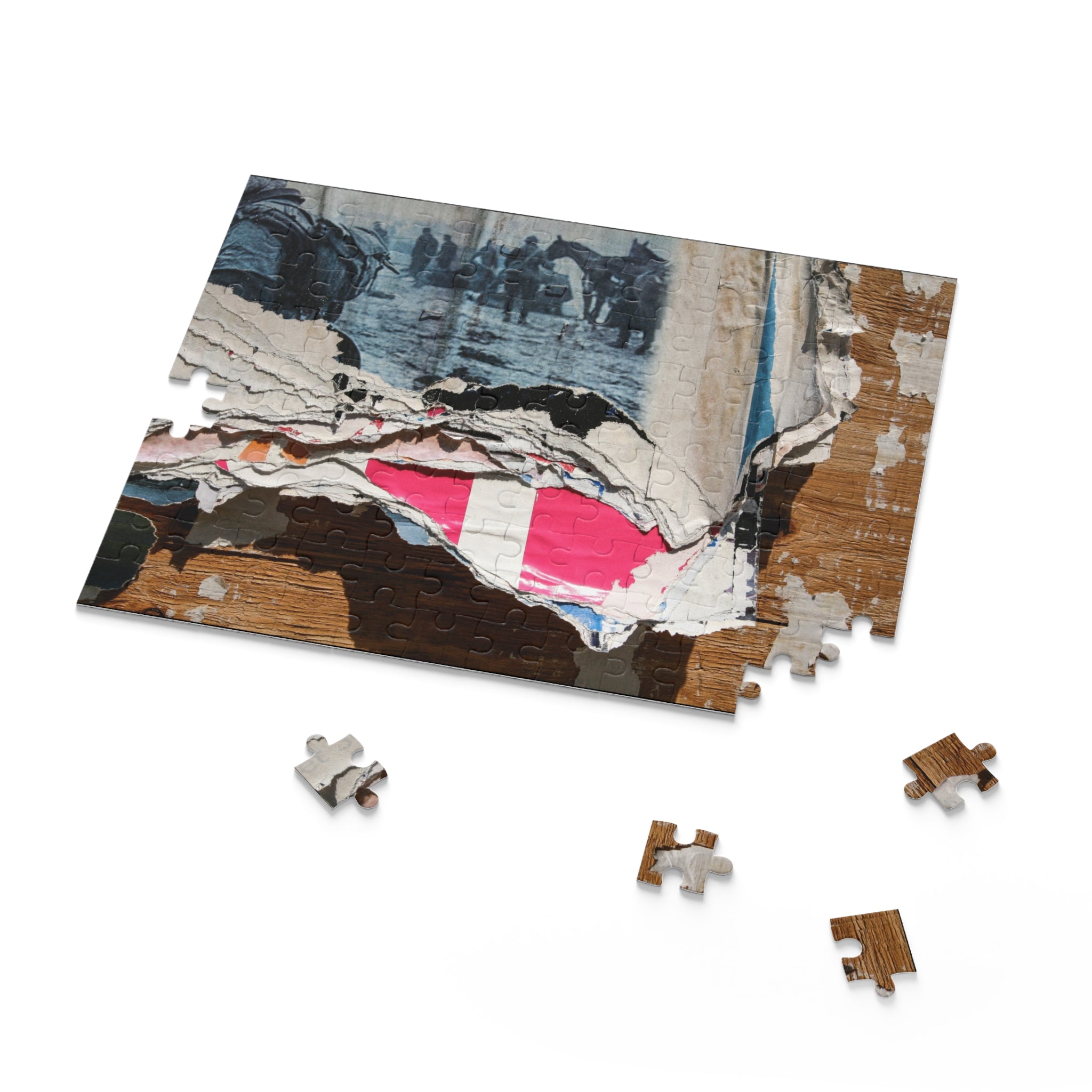 Partial puzzle with abstract design on a white background