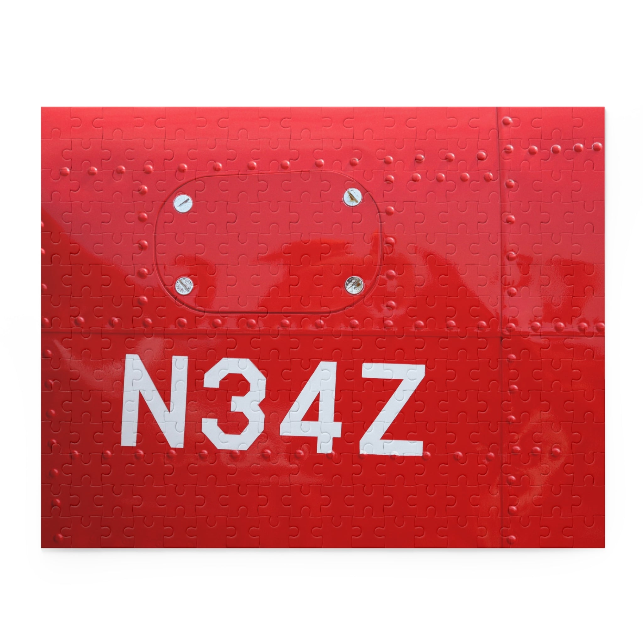 Red surface with white text 'N34Z' on a white background
