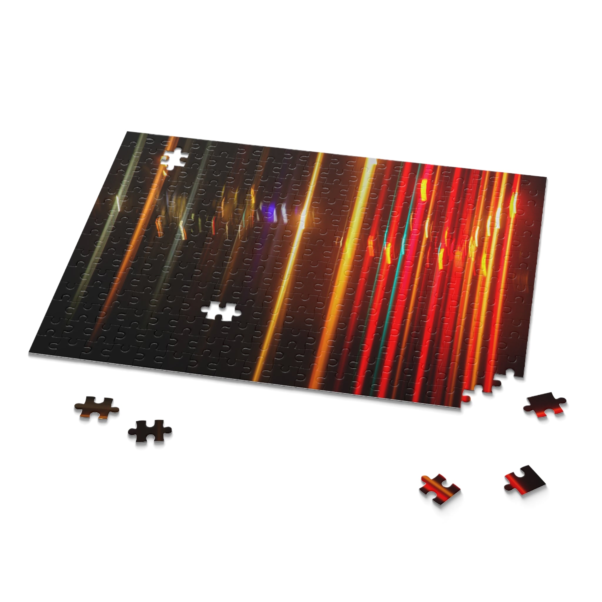 Jigsaw puzzle with colorful design on a white background