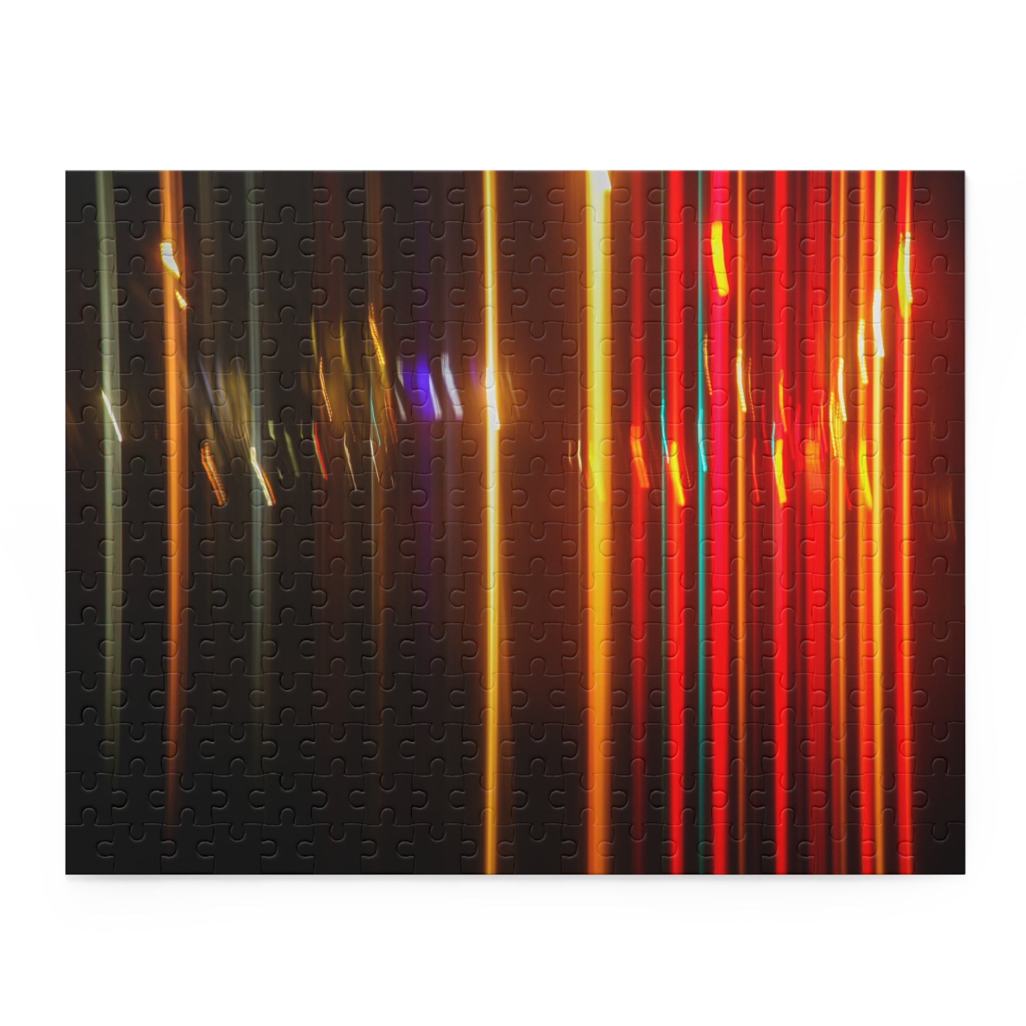 Colorful light streaks on a textured surface