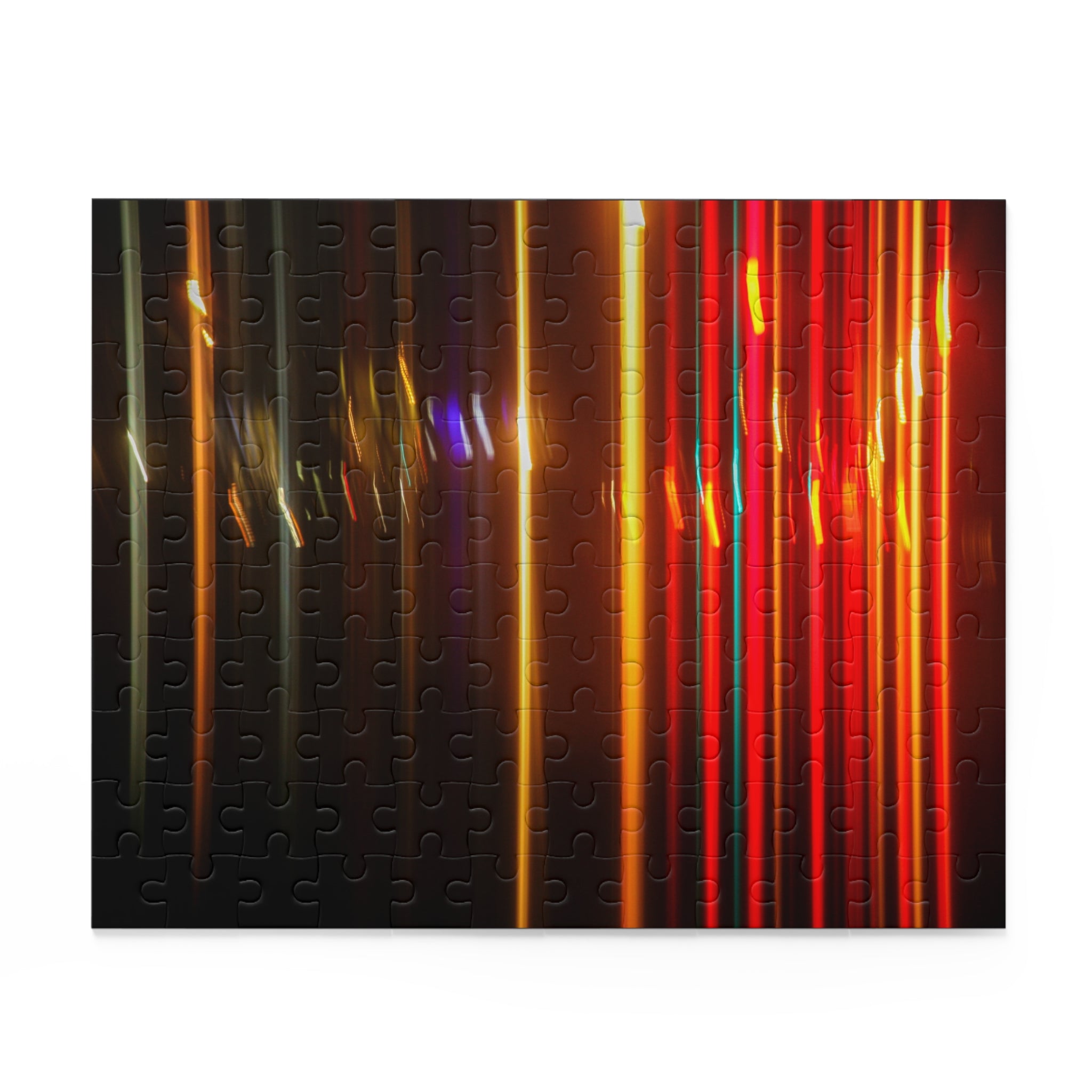 Colorful light streaks on a textured surface